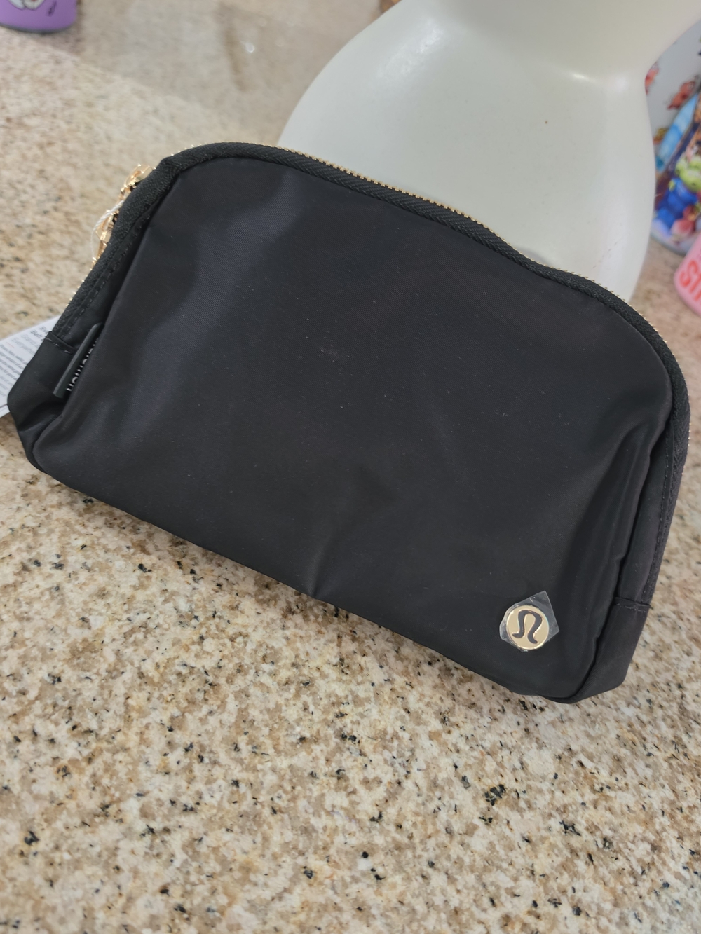lululemon athletica Black Crossbody/Small Pouch with Gold Accent